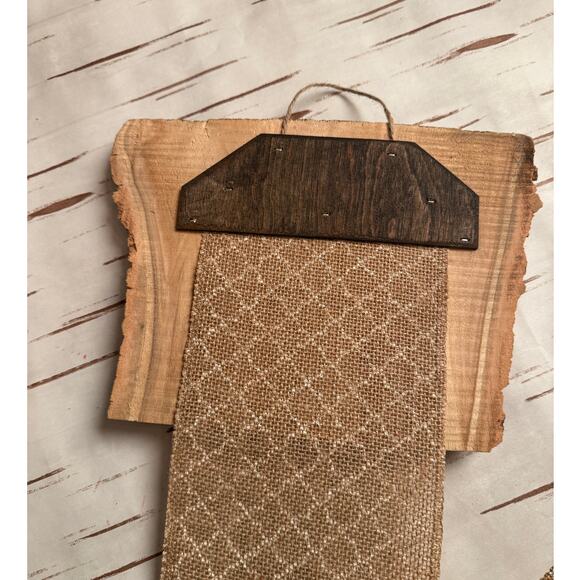 Seasons Greetings Holiday Card Holder Wooden Aspen Topper Wide Burlap Ribbon - Picture 3 of 5
